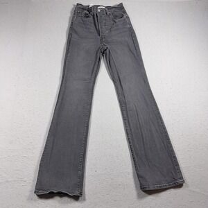 Levis Ribcage Boot Jeans Womens 27 Gray High Rise Bootcut Button Fly Denim Retro